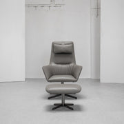 Qing Swivel Chair + Footstool - Grey