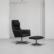 Qing Swivel Chair / Footstool + Black