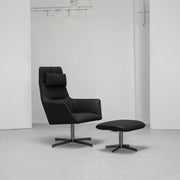 Qing Swivel Chair + Footstool - Black