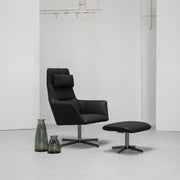 Qing Swivel Chair / Footstool + Black