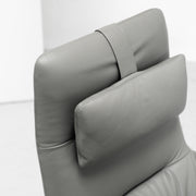 Qing Swivel Chair / Footstool - Grey + Leather