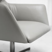 Qing Swivel Chair / Footstool - Grey + Leather