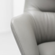 Qing Swivel Chair / Footstool - Grey + Leather