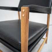 Bremen Armchair - Black + Oak + Aniline Leather