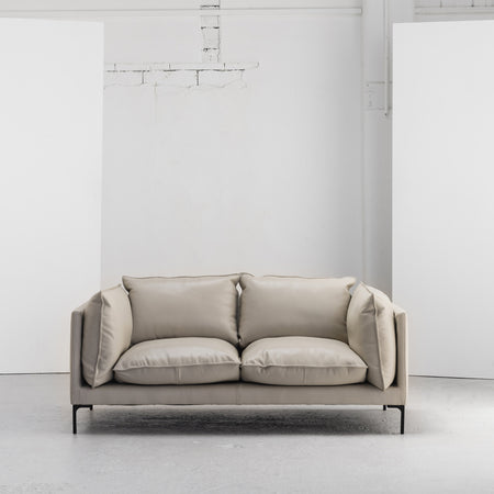Sabine 2 Seater Sofa - Stone + Leather